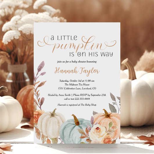 Een kleine pompoenjongen Herfst Baby shower Kaart