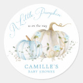 Een kleine pompoenjongen Herfst Baby shower Ronde Sticker (Voorkant)