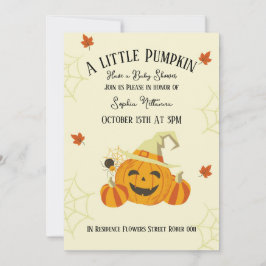 Een kleine pompoenkaart voor baby showers hallowee kaart