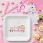Een kleine pompoenlichtroze vrachtwagen baby showe papieren bordje (Feest)