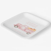 Een kleine pompoenlichtroze vrachtwagen baby showe papieren bordje (Gebogen)
