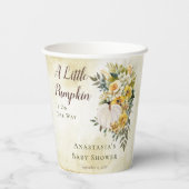 Een kleine pompoenoogst | Gold Floral Baby shower Papieren Bekers (Achterkant)