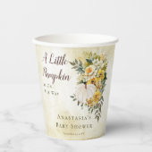 Een kleine pompoenoogst | Gold Floral Baby shower Papieren Bekers (Voorkant)