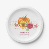 Een kleine pompoenpapier baby shower bord (Voorkant)