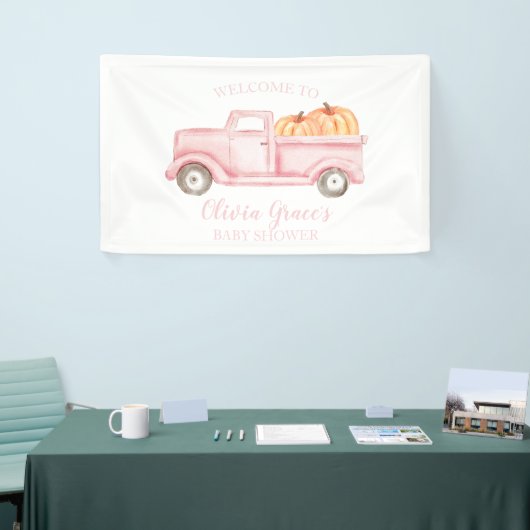 Een kleine pompoenroze Baby shower truck banner (Beurs)