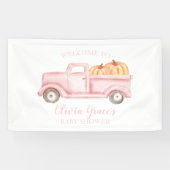 Een kleine pompoenroze Baby shower truck banner (Horizontaal)