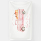 Een kleine pompoenroze Baby shower truck banner (Verticaal)