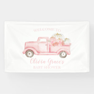 Een kleine pompoenroze Baby shower truck banner
