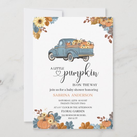 Een kleine pompoenuitnodiging voor baby shower kaart (Voorkant)