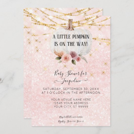 Een kleine pompoenWaterverf Floral String Lights I Kaart (Voorkant / Achterkant)