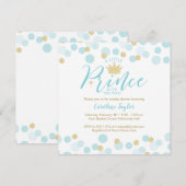 Een kleine Prince Baby shower Blauw Goud Glitter Kaart (Voorkant / Achterkant)