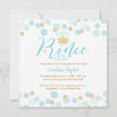 Een kleine Prince Baby shower Blauw Goud Glitter Kaart (Voorkant)