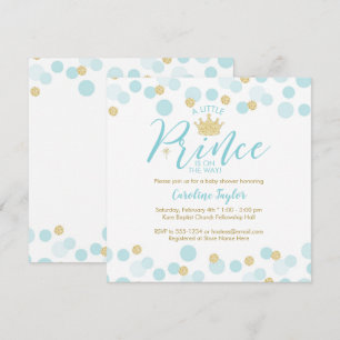 Een kleine Prince Baby shower Blauw Goud Glitter Kaart