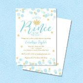 Een kleine Prince Baby shower Blauw Goud Glitter Kaart