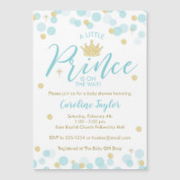 Een kleine Prince Baby shower Blauw Goud Glitter