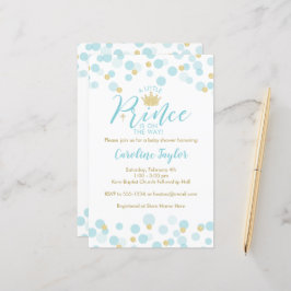 Een kleine Prince Blue Gold Baby shower uitnodigin