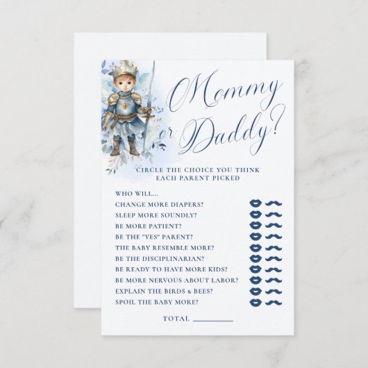 Een kleine Prince Royal Blue Shower Mama of papa Informatiekaartje (Voorkant / Achterkant)