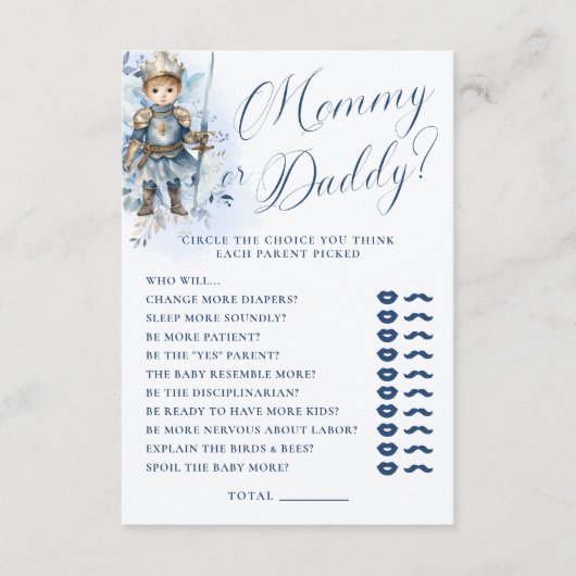 Een kleine Prince Royal Blue Shower Mama of papa Informatiekaartje (Voorkant)