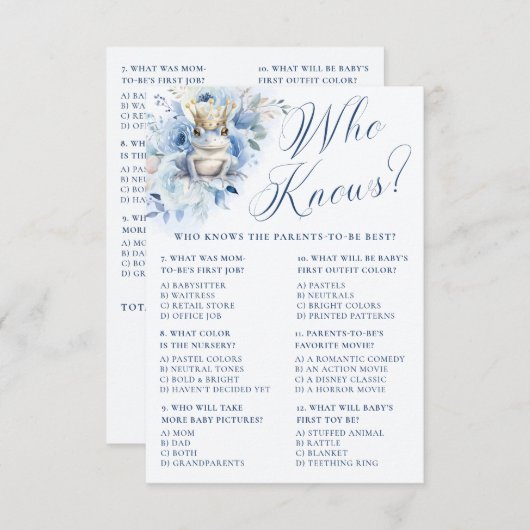 Een kleine Prince Royal Blue Shower, wie weet? Informatiekaartje (Voorkant / Achterkant)