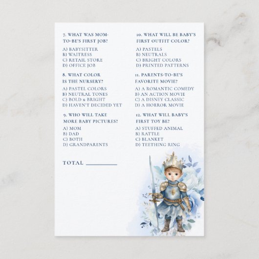 Een kleine Prince Royal Blue Shower, wie weet? Informatiekaartje (Achterkant)