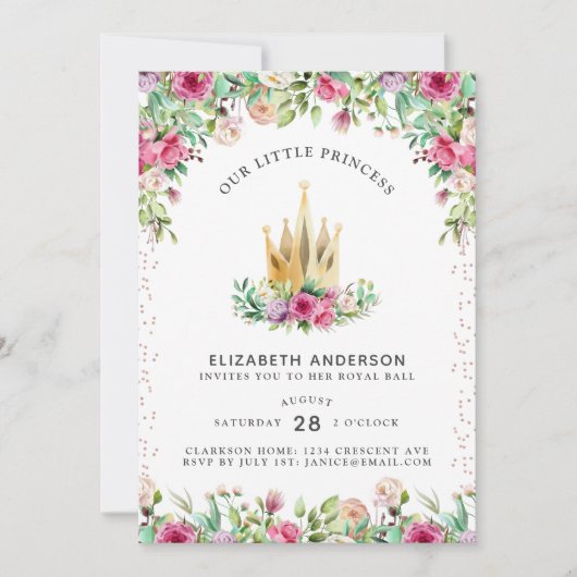 Een kleine Princess Floral Verjaardag Kaart (Voorkant)