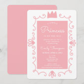 Een kleine Princess Modern Pink Girl Baby shower Kaart (Voorkant / Achterkant)