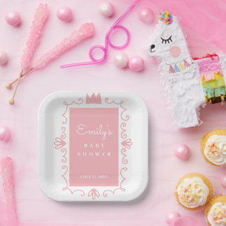 Een kleine Princess Modern Pink Girl Baby shower Papieren Bordje