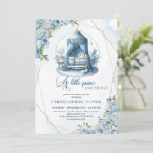 Een kleine prins is onderweg jongen baby shower kaart (Staand voorkant)