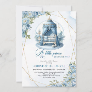 Een kleine prins is onderweg jongen baby shower kaart