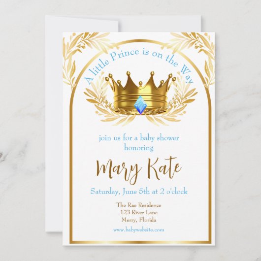 Een kleine prins is onderweg naar baby Invitation Kaart (Voorkant)