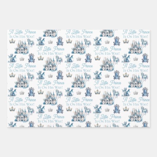 Een kleine prins is onderweg naar Blue Boy Baby sh Inpakpapier Vel (Voorkant)