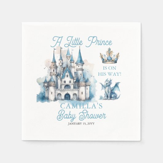 Een kleine prins is op weg jongen Baby shower Servet (Voorkant)