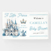 Een kleine prins is op weg jongen Baby shower Spandoek (Horizontaal)