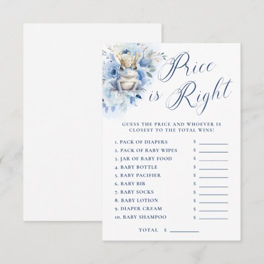 Een Kleine Prins Koninklijk Blauwe Shower Price is Kaart (Voorkant / Achterkant)