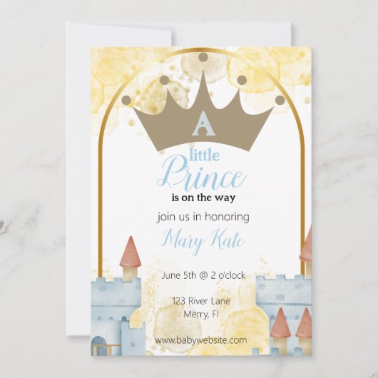 Een kleine prins met kasteel Baby shower Kaart (Voorkant)