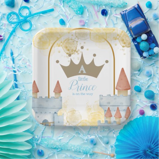 Een kleine prins met kasteel Baby shower Papieren Bordje (Feest)