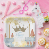 Een kleine prins met kasteel Baby shower Papieren Bordje (Feest)
