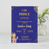 Een kleine prins op weg naar het Baby shower Kaart (Staand voorkant)