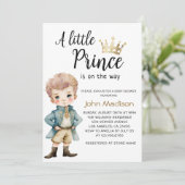 Een kleine prins | Royal Blue en Gold Baby shower Kaart (Staand voorkant)