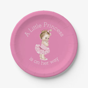 Een kleine prinses Ballerina Baby shower Roze Papieren Bordje