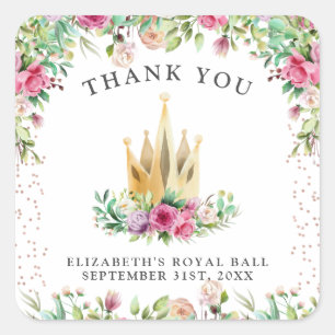 Een Kleine Prinses Bloemstuk Bedankt Vierkante Sticker