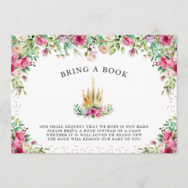 Een kleine prinses Floral neemt een boek mee Kaart