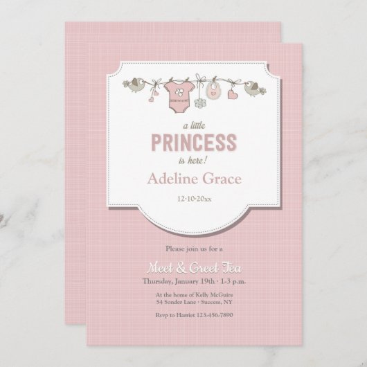 Een kleine prinses is hier ontmoeten en begroeten kaart (Voorkant / Achterkant)