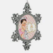 Een kleine prinses is onderweg. tin sneeuwvlok ornament (Links)