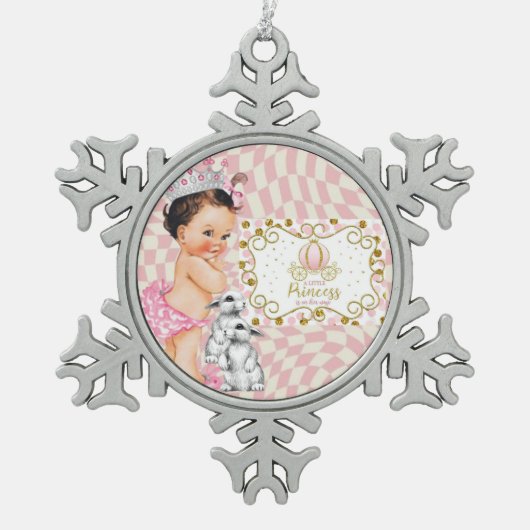 Een kleine prinses is onderweg. tin sneeuwvlok ornament (Voorkant)