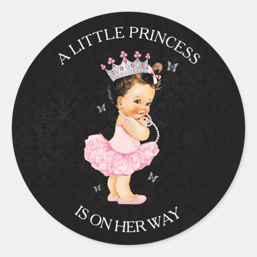 Een kleine prinses is op haar weg Baby shower Ronde Sticker (Voorkant)