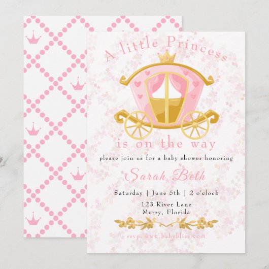 Een kleine prinses is op weg uitnodiging (Voorkant / Achterkant)