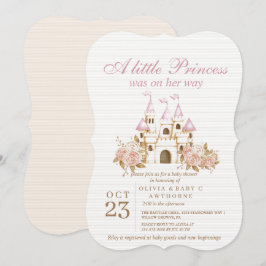 Een kleine Prinses Roze Gouden Kasteel Baby Shower Kaart