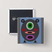 Eén kleine pruik vierkante button 5,1 cm (Voorkant /achterkant)