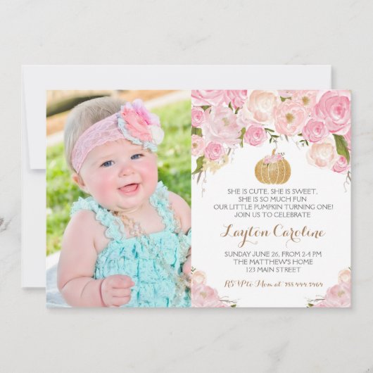 Een kleine Pumpkin Birthday-uitnodiging Kaart (Voorkant)